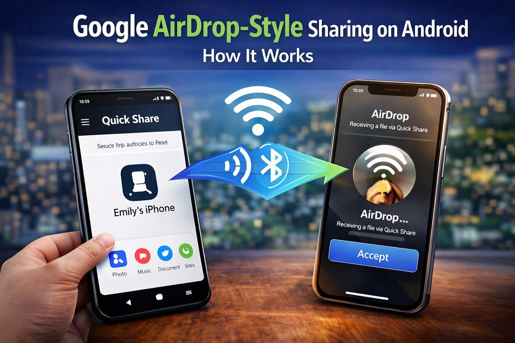 How Google AirDrop-style sharing on Android works between Android and iPhone devices using Quick Share